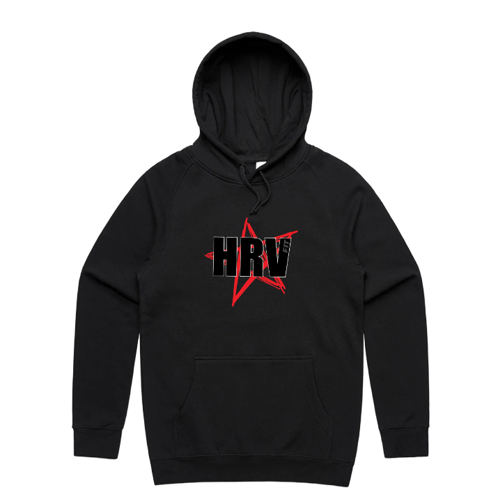 HRVfit OG star logo hoodie in black — BMX trackside apparel by HRVfit Australia