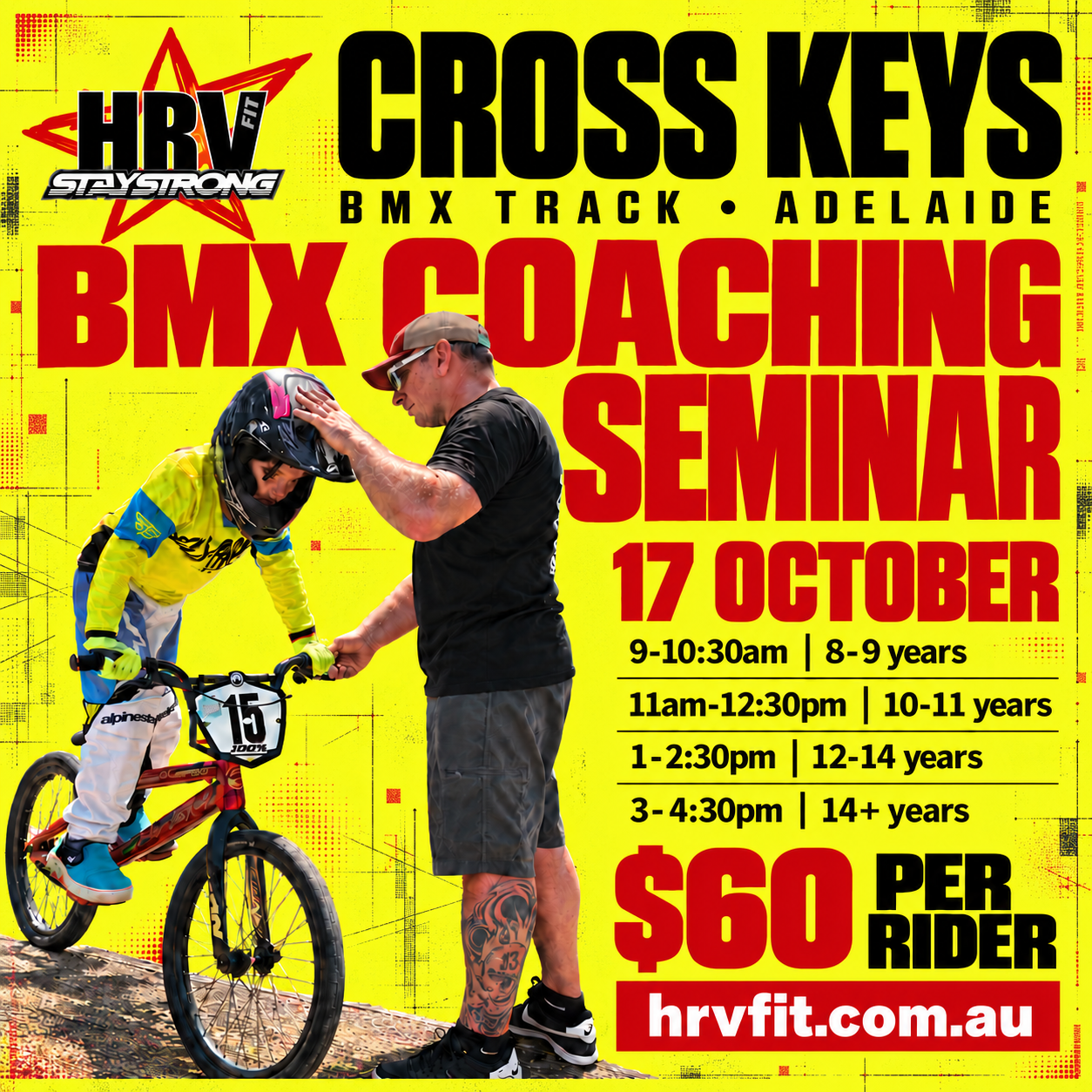 HRVfit BMX coaching seminar at Cross Keys BMX Track, Adelaide, 17 October 2026
