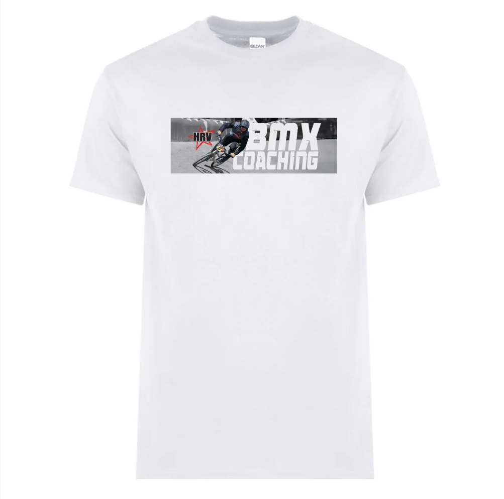 HRVfit BMX coaching t-shirt in white — HRVfit training apparel