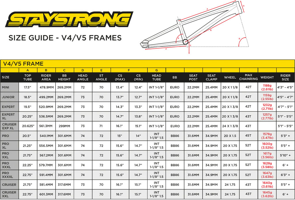 Stay Strong V5.1 - Disc Alloy BMX Race Frame