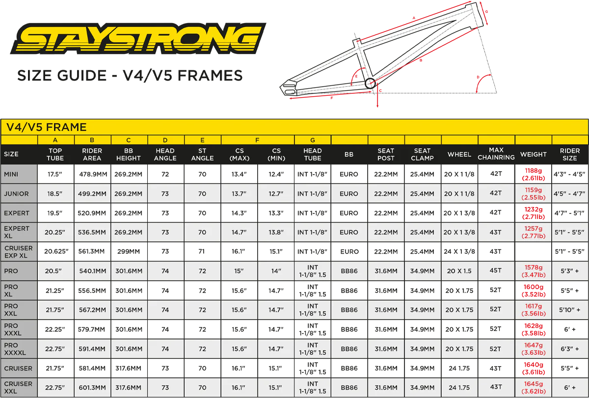 Stay Strong V5.1 - Disc Alloy BMX Race Frame
