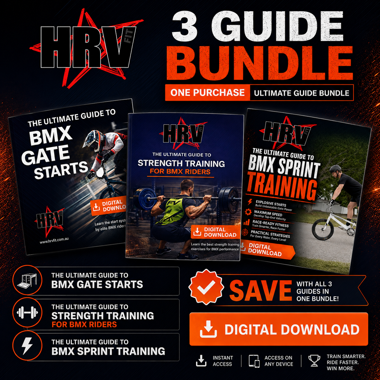 The Complete BMX Library — all three HRVfit guides bundle by Tony Harvey 6x Australian BMX Champion